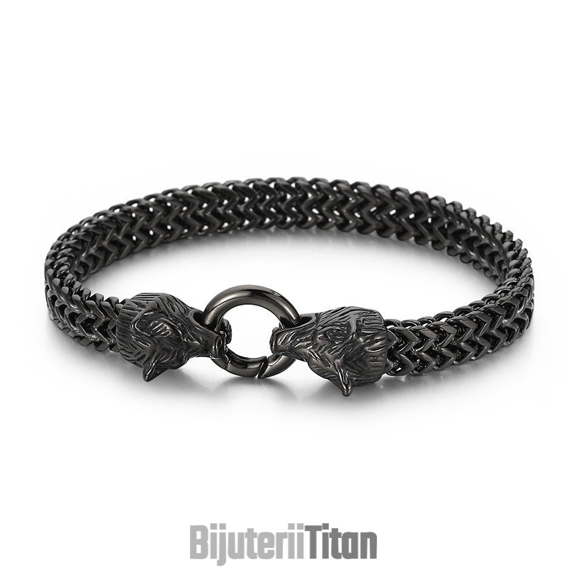 Brățară Din Titan Cu Cap De Lup Dublu În Stil Hip-Hop Cool Rock Pentru Bărbați Brățară Din Titan Cu Cap De Lup Dublu În Stil Hip-Hop Cool Rock Pentru Bărbați