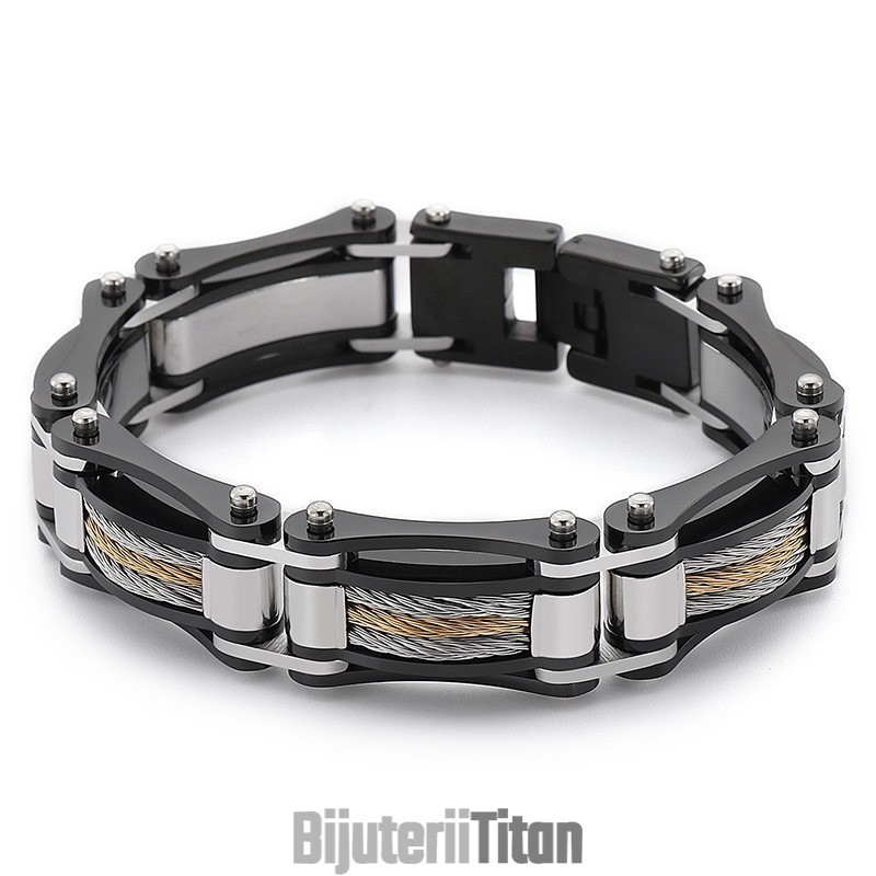 Brățară Bărbătească Din Titan Pentru Motocicliști, Cu Lanț Răsucit Rock Hip-Hop Brățară Bărbătească Din Titan Pentru Motocicliști, Cu Lanț Răsucit Rock Hip-Hop