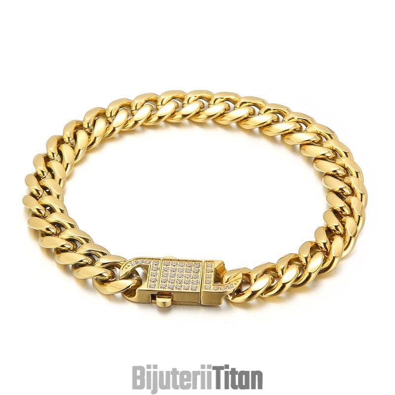 Colier Cubanez Cu Diamante Pentru Bărbătești, Brățară Din Titan Colier Cubanez Cu Diamante Pentru Bărbătești, Brățară Din Titan