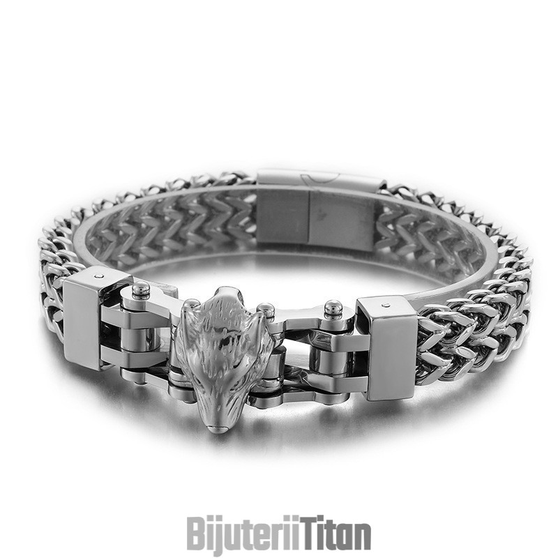 Brățară Bărbătească Cool Din Titan Cu Cap De Lup Brățară Bărbătească Cool Din Titan Cu Cap De Lup