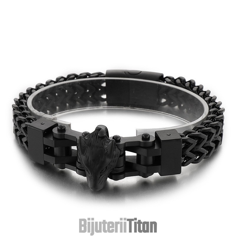 Brățară Din Titan Pentru Bărbați, La Modă, Cool, Hip Hop, Cu Placare Cu Cap De Lup Brățară Din Titan Pentru Bărbați, La Modă, Cool, Hip Hop, Cu Placare Cu Cap De Lup