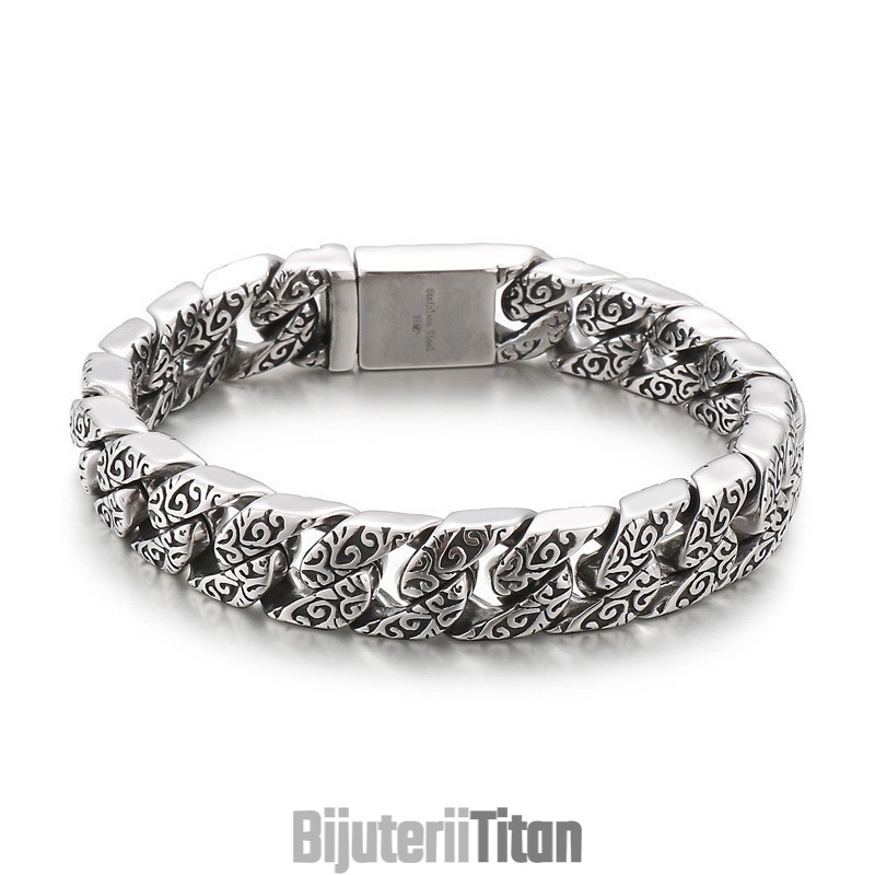 Brățară Din Titan Pentru Bărbați, Stil Vintage, Cool, Cu Flori, Stil Nou Brățară Din Titan Pentru Bărbați, Stil Vintage, Cool, Cu Flori, Stil Nou
