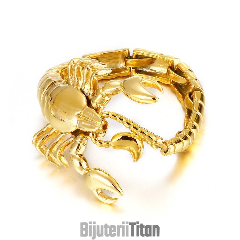 Brățară Cool Din Titan Cu Scorpion Auriu Pentru Bărbați