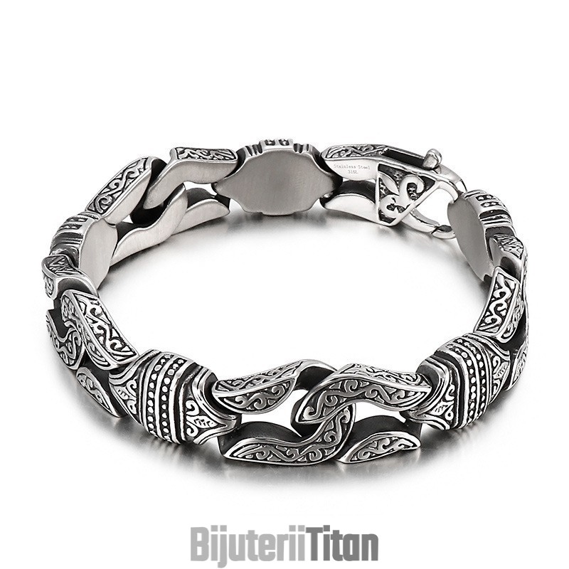 Brățară Bărbătească Retro Geometrică, Brățară Elegantă Din Titan