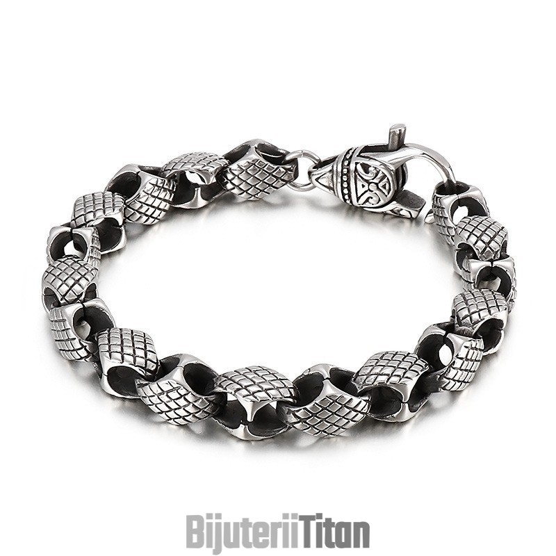 Brățară Bărbătească Retro Geometrică, Brățară Elegantă Din Titan