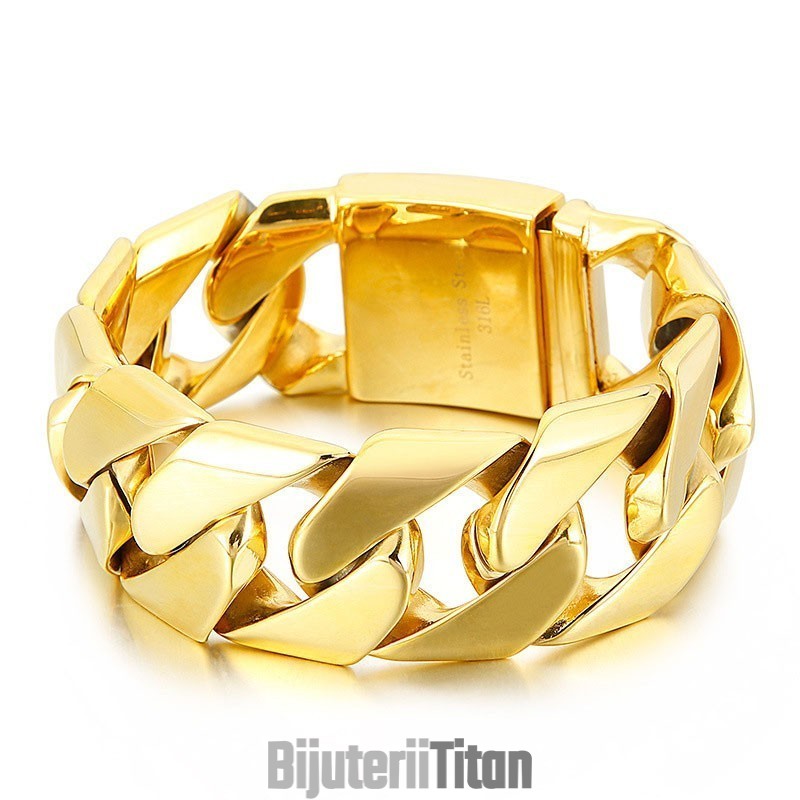 Brățară Hip-Hop Din Titan, La Modă, Aurie, 31 Mm, Lățime