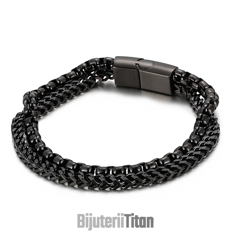 Brățară Bărbătească Din Titan Cu Strat Dublu Pătrat