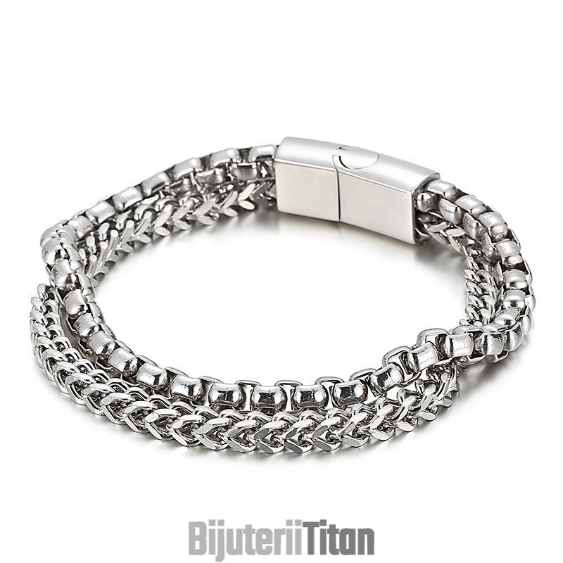 Brățară Bărbătească Din Titan Cu Strat Dublu Pătrat