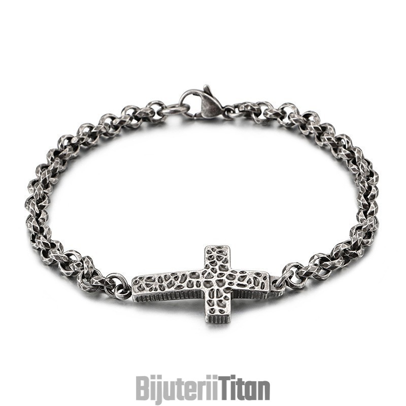 Colier Cu Cruce Din Titan Ediție Pentru Bărbați, Brățară Din Titan Pentru Bărbați
