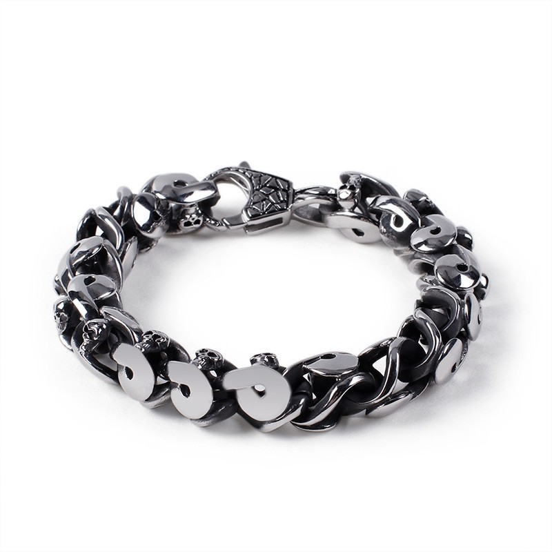 Brățară Bărbătească Alternative Chic, Brățară Cool Cu Craniu Din Titan Brățară Bărbătească Alternative Chic, Brățară Cool Cu Craniu Din Titan