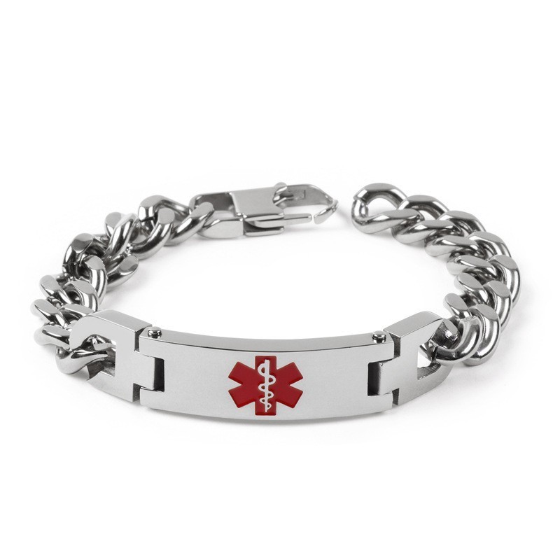 Versiune A Brățării Bărbătești Cu Logo Medical Roșu De La Marca Fashion Bend, Bijuterii Din Titan Versiune A Brățării Bărbătești Cu Logo Medical Roșu De La Marca Fashion Bend, Bijuterii Din Titan