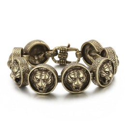 Brățară Vintage Din Titan Cu Cap De Tigru Rotund Pentru Bărbați