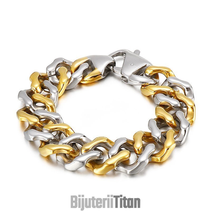 Brățări Inter-Gold Pentru Bărbați, Brățară Șlefuită Cu Patru Fețe, Bijuterii