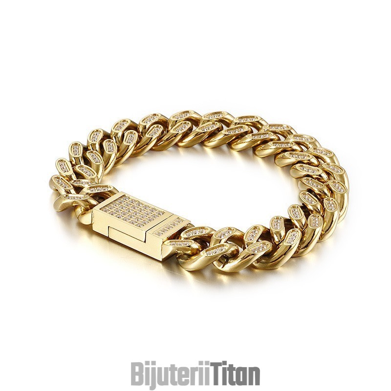 Brățări Hip-Hop Bărbătești Din Titan Cu Diamante