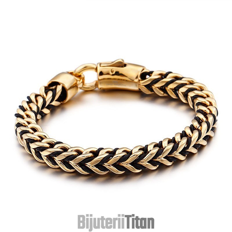 Brățară New Wave Retro Din Piele Împletită Cu Frânghie Din Titan Brățară New Wave Retro Din Piele Împletită Cu Frânghie Din Titan