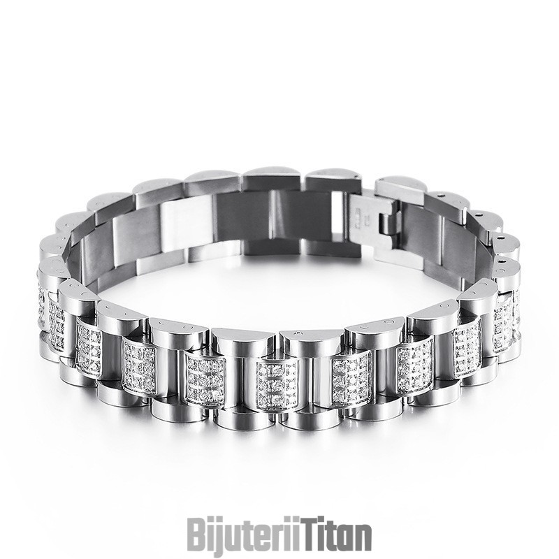 Brățară Bărbătească Din Titan Cu Diamante Brățară Din Titan Pentru Bărbați