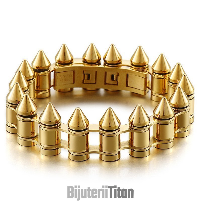 Brățară De Motociclist Din Titan Pentru Bărbați, Cu Cap De Bullet, La Modă Brățară De Motociclist Din Titan Pentru Bărbați, Cu Cap De Bullet, La Modă