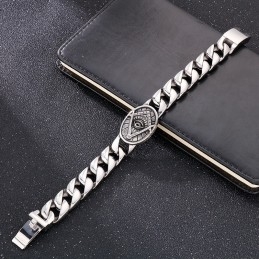 Brățară Masonică Din Titan, Stil Vintage Și Elegant, Cu Placă Rotundă, Pentru Bărbați