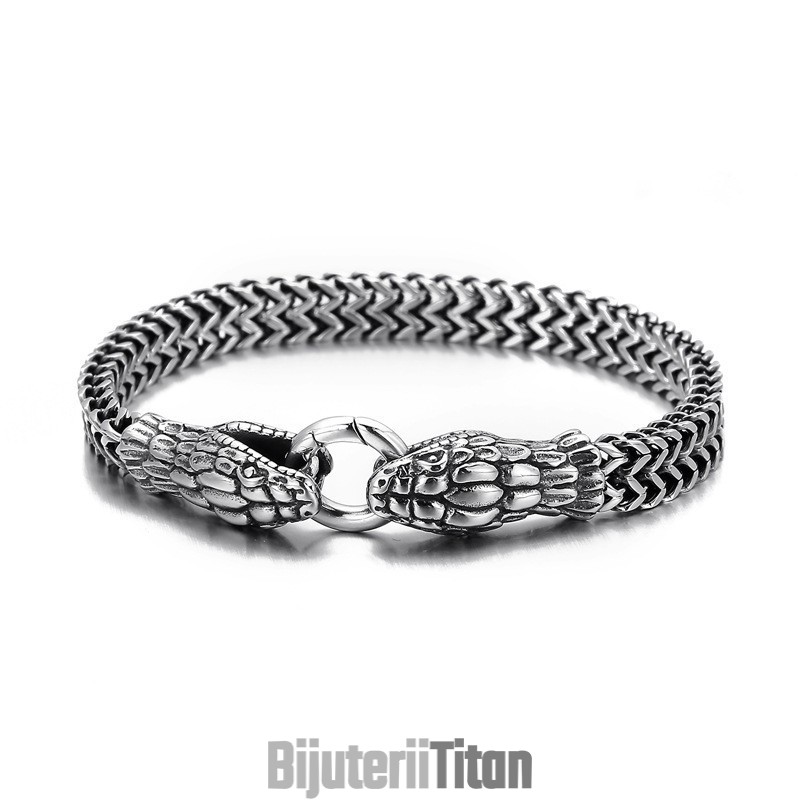 Brățară Din Titan Cu Șarpe Cu Două Capete, Vintage, Cool La Modă, Pentru Bărbați