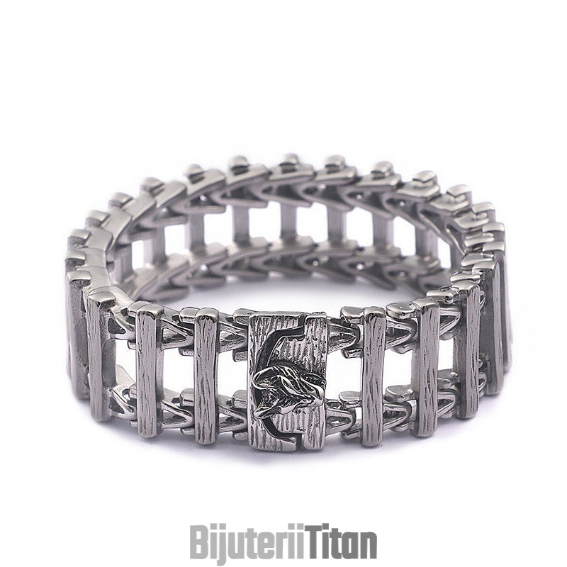 Brățară Din Titan Cu Cap De Dragon În Stil Elegant Pentru Bărbați