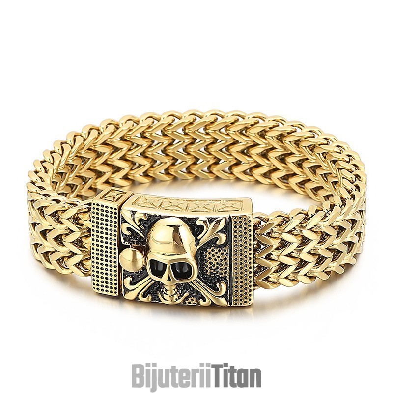 Brățară De Titan Cu Craniu Hip-Hop Pentru Bărbați