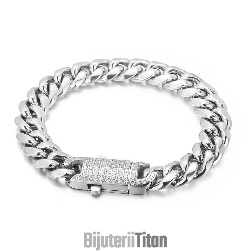 Brățară Din Titan Cu Diamante În Stil Hip-Hop La Modă Pentru Bărbați