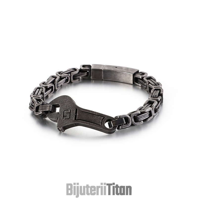 Brățară Din Titan Pentru Bărbați Cool Wrench Back To The Curved Plate