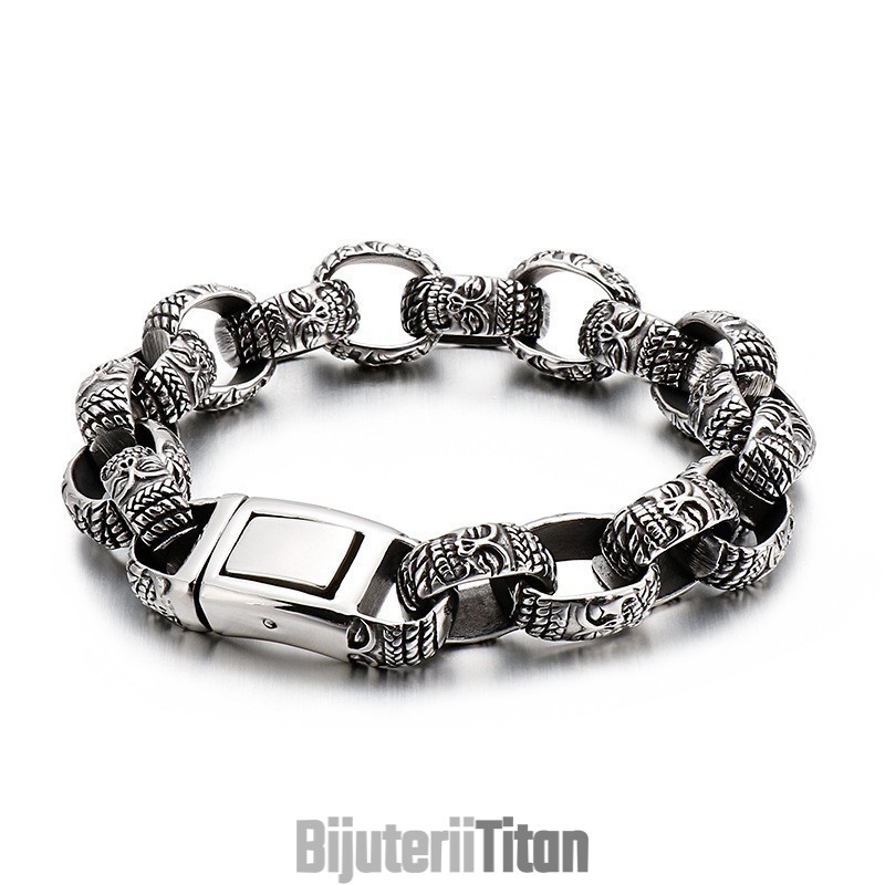 Brățară Din Titan Cu Cap Pătrat De Buddha Pentru Bărbați