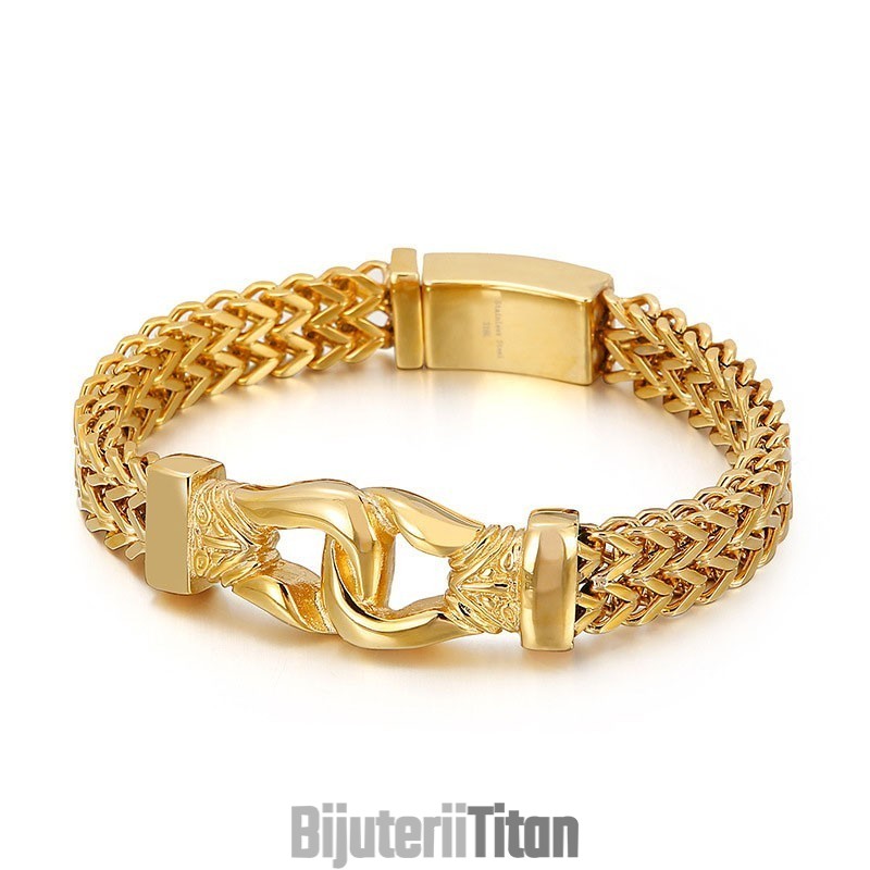 Brățară Bărbătească Din Titan Street Cool Double Keel Gold Brățară Bărbătească Din Titan Street Cool Double Keel Gold