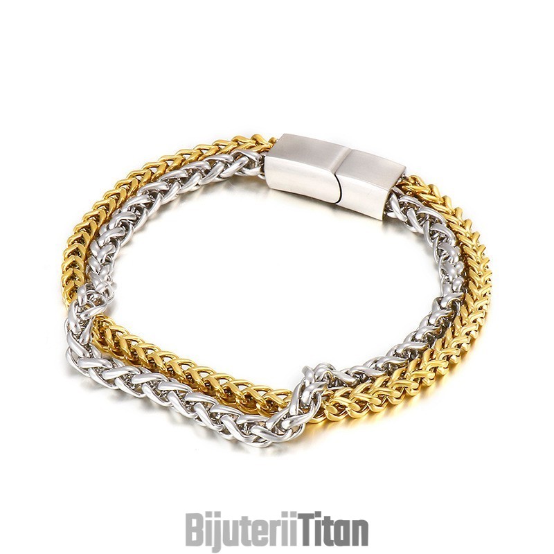 Brățară Din Titan Pentru Bărbați, Stil Cool Și Elegant, Cu Strat Dublu, La Modă Brățară Din Titan Pentru Bărbați, Stil Cool Și Elegant, Cu Strat Dublu, La Modă
