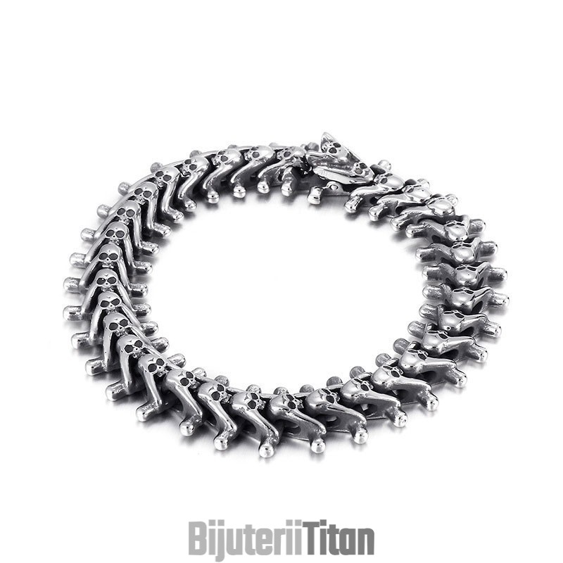 Brățară Bărbătească Din Titan Cu Craniu Mic Exagerat Brățară Bărbătească Din Titan Cu Craniu Mic Exagerat