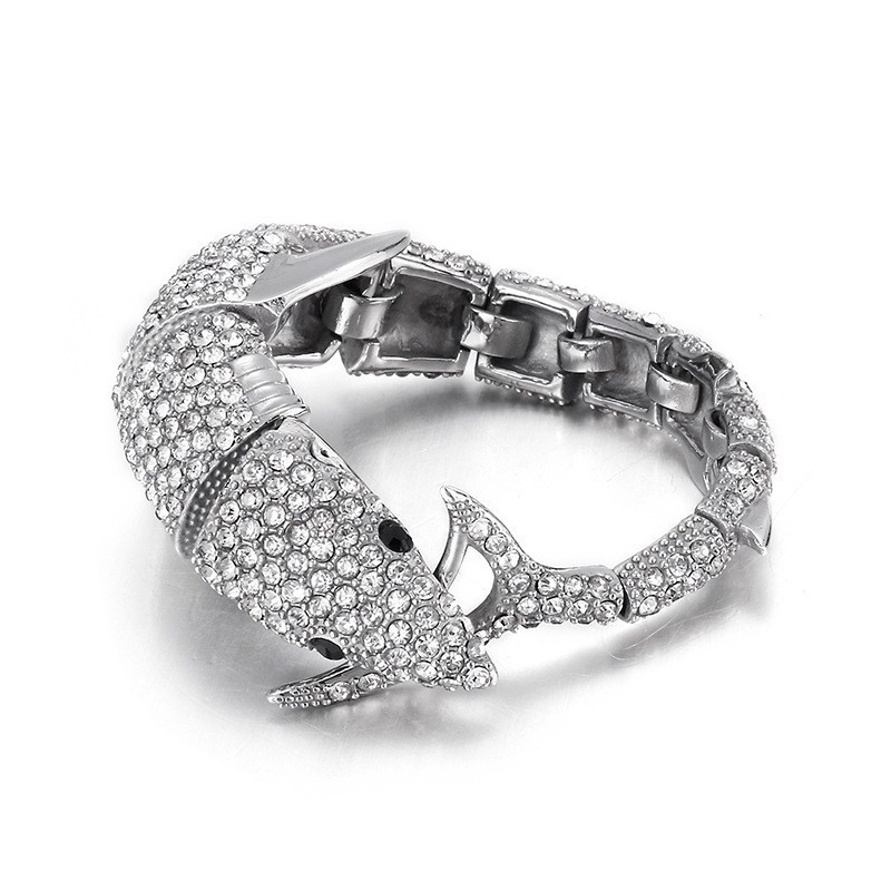 Brățară Bărbătească Din Titan Cu Diamante Și Delfini La Modă Brățară Bărbătească Din Titan Cu Diamante Și Delfini La Modă
