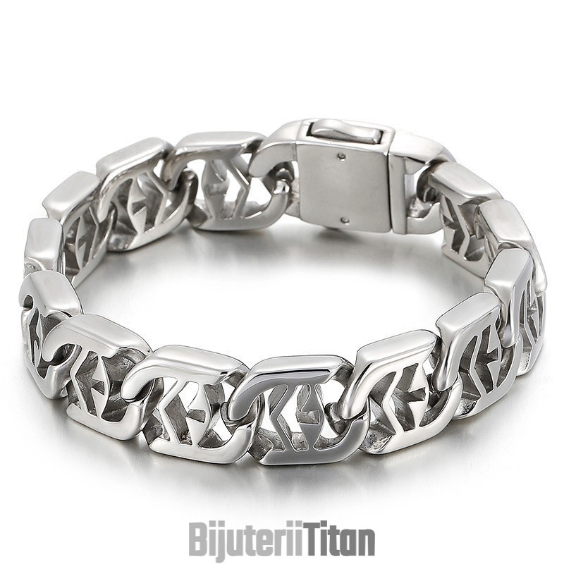Brățară Bărbătească Din Titan, Stil Cross Hollow Chic, Cu Model Încrucișat