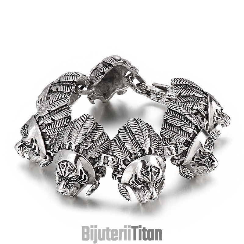 Brățară Din Titan Cu Cap De General Războinic Cool Pentru Bărbați Brățară Din Titan Cu Cap De General Războinic Cool Pentru Bărbați