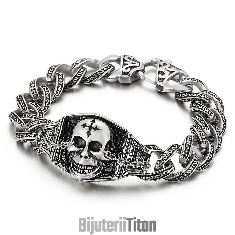 Brățară Bărbătească Cu Craniu De Titan Brățară Bărbătească Cu Craniu De Titan