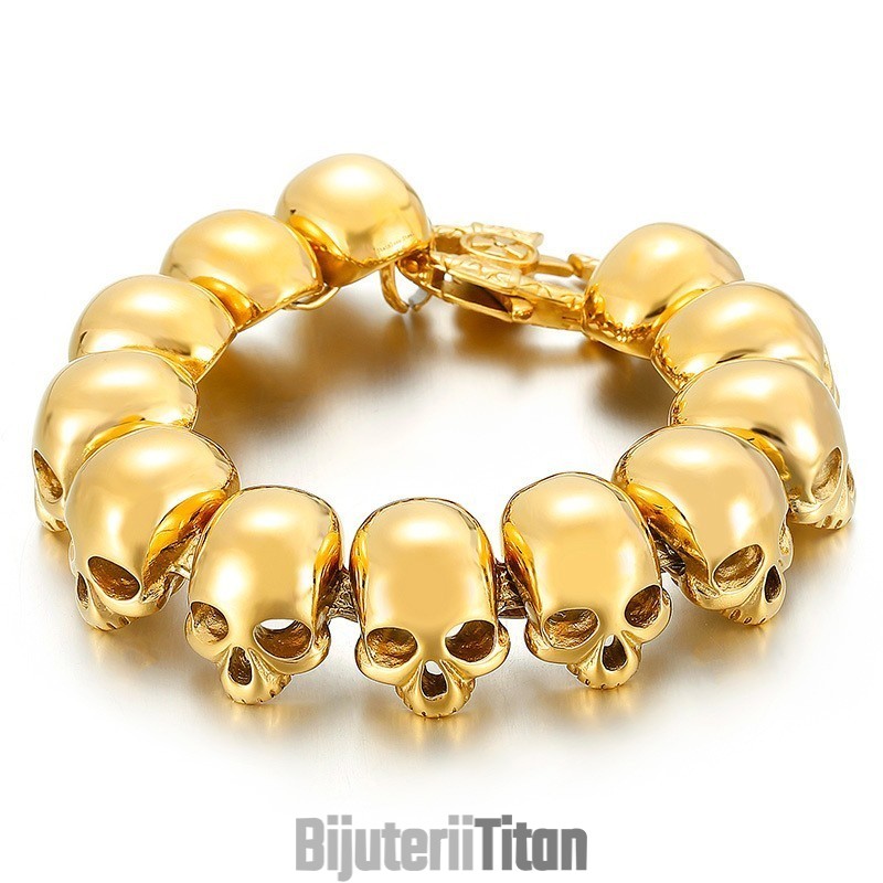 Brățări Tide Pentru Bărbați, La Modă, Din Titan, Cu Model De Craniu