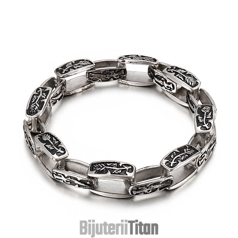 Brățară Din Titan Cu Model, Accesoriu De Modă Hipster Pentru Bărbați