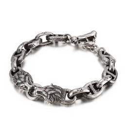Brățară De Titan Pentru Bărbați, Cu Cap De Leu Și Lanț De Cuvinte, La Modă, Accesorii De Scenă