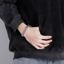 Brățară Bărbătească Cu Lanț Din Titan, Model Os De Șarpe