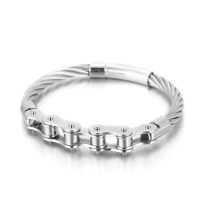 Brățară Elegantă Din Titan Pentru Bărbați Și Femei, Cu Lanț De Motociclist, Stil Elegant Brățară Elegantă Din Titan Pentru Bărbați Și Femei, Cu Lanț De Motociclist, Stil Elegant