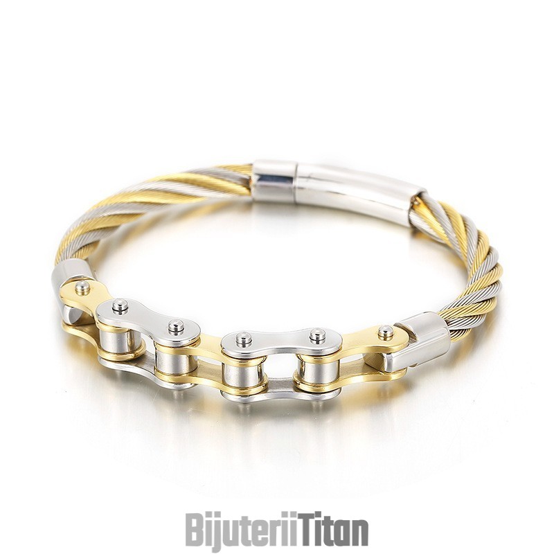 Brățară Elegantă Din Titan Pentru Bărbați Și Femei, Cu Lanț De Motociclist, Stil Elegant