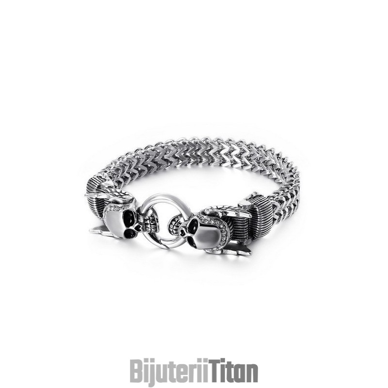 Brățări Bărbătești Cu Craniu Și Diamante, Stil Chic Brățări Bărbătești Cu Craniu Și Diamante, Stil Chic