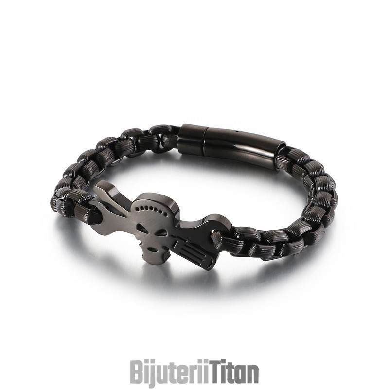 Brățară Bărbătească Din Titan Cu Craniu Brățară Bărbătească Din Titan Cu Craniu