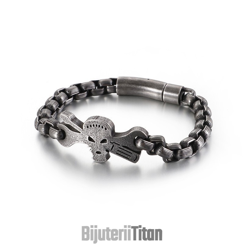 Brățară Bărbătească Din Titan Cu Craniu Brățară Bărbătească Din Titan Cu Craniu