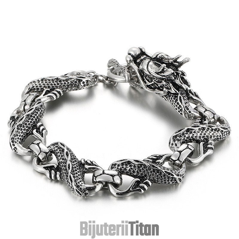 Brățară Cool Pentru Bărbați Cu Dragon Din Titan Brățară Cool Pentru Bărbați Cu Dragon Din Titan