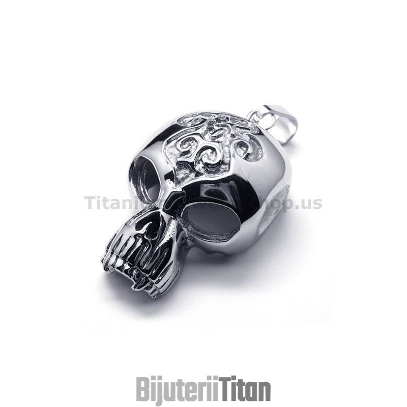 Pandantiv Din Titan Pur Cu Design De Craniu - Lanț Gratuit