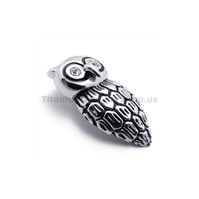 Pandantiv Bufniță Din Titan Cu Diamant - Lanț Gratuit