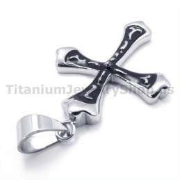 Pandantiv Cruce Din Titan Negru - Lanț Gratuit