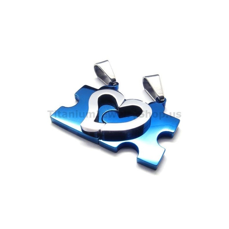 Pandantive Îndrăgostiți Din Titan Cu Puzzle Sweetheart (Albastru) - Lanțuri Gratuite Pandantive Îndrăgostiți Din Titan Cu Puzzle Sweetheart (Albastru) - Lanțuri Gratuite