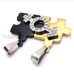 Pandantive Jigsaw Puzzle Din Titan Pentru Iubitorii De Puzzle Cu Lanțuri Fără Diamante